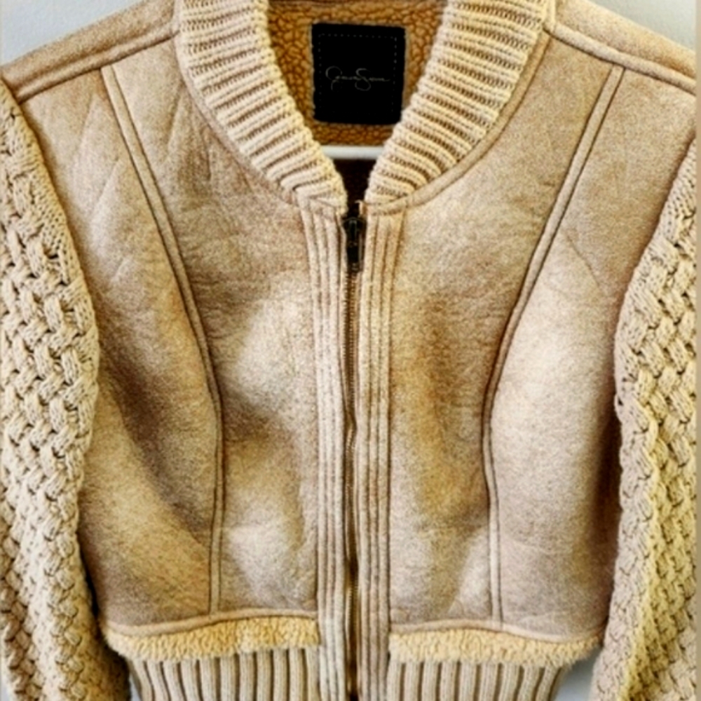 Cream Knit Jessica Simpson Bomber Jacket